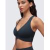 imageCRZ YOGA Womens Butterluxe Ruched Longline Sports Bras  V Neck Padded Yoga Tank Wide Straps Cross Back Crop TopsTrue Navy