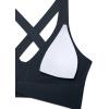 imageCRZ YOGA Womens Butterluxe Ruched Longline Sports Bras  V Neck Padded Yoga Tank Wide Straps Cross Back Crop TopsTrue Navy
