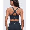 imageCRZ YOGA Womens Butterluxe Ruched Longline Sports Bras  V Neck Padded Yoga Tank Wide Straps Cross Back Crop TopsTrue Navy