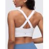 imageCRZ YOGA Womens Butterluxe Ruched Longline Sports Bras  V Neck Padded Yoga Tank Wide Straps Cross Back Crop TopsWhite