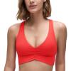 imageCRZ YOGA Womens Butterluxe Ruched Longline Sports Bras  V Neck Padded Yoga Tank Wide Straps Cross Back Crop TopsDeep Red