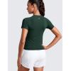 imageCRZ YOGA Seamless Short Sleeve Shirts for Women Breathable Running Workout Tops Athletic Gym Yoga Basic TShirtsLegend Green
