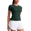 imageCRZ YOGA Seamless Short Sleeve Shirts for Women Breathable Running Workout Tops Athletic Gym Yoga Basic TShirtsLegend Green
