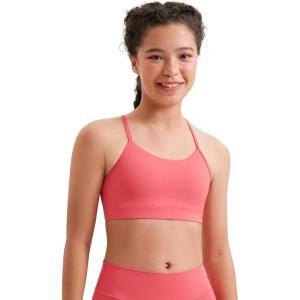 imageCRZ YOGA Butterluxe Scoop Neck Y Back Sports Bra for Girls  Yoga Athletic Casual Tops Spaghetti Strap Crop Padded Kids TeenRaspberry Sorbet