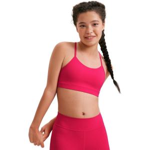 imageCRZ YOGA Butterluxe Scoop Neck Y Back Sports Bra for Girls  Yoga Athletic Casual Tops Spaghetti Strap Crop Padded Kids TeenViva Magenta