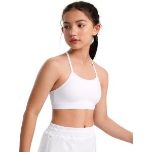 imageCRZ YOGA Butterluxe Scoop Neck Y Back Sports Bra for Girls  Yoga Athletic Casual Tops Spaghetti Strap Crop Padded Kids TeenWhite