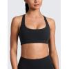 imageCRZ YOGA Womens Butterlift Cross Back Sports Bra  Scoop Neck Adjustable Straps Wireless Padded Pilates Workout TopBlack
