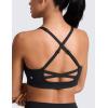 imageCRZ YOGA Womens Butterlift Cross Back Sports Bra  Scoop Neck Adjustable Straps Wireless Padded Pilates Workout TopBlack