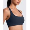 imageCRZ YOGA Womens Butterlift Cross Back Sports Bra  Scoop Neck Adjustable Straps Wireless Padded Pilates Workout TopTwilight Blue