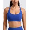 imageCRZ YOGA Womens Butterlift Cross Back Sports Bra  Scoop Neck Adjustable Straps Wireless Padded Pilates Workout TopWaves Blue