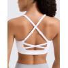 imageCRZ YOGA Womens Butterlift Cross Back Sports Bra  Scoop Neck Adjustable Straps Wireless Padded Pilates Workout TopWhite