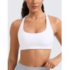 imageCRZ YOGA Womens Butterlift Cross Back Sports Bra  Scoop Neck Adjustable Straps Wireless Padded Pilates Workout TopWhite