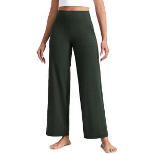 imageCRZ YOGA Womens Butterlift High Waisted Wide Leg Pants with Pockets 29quot31quot33quot  Yoga Lounge Buttery Soft Comfy CasualLegend Green