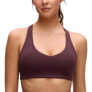 imageCRZ YOGA Womens Butterluxe V Neck Sports Bras  Supportive Racerback Wireless Padded Athletic Yoga Crop TopRipe Plum