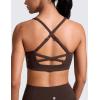 imageCRZ YOGA Butterlift Cross Back Sports Bras for Women  Scoop Neck Adjustable Straps Wireless Padded Pilates Workout TopHot Fudge Brown