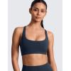 imageCRZ YOGA Butterlift Cross Back Sports Bras for Women  Scoop Neck Adjustable Straps Wireless Padded Pilates Workout TopTwilight Blue