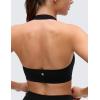 imageCRZ YOGA Butterluxe Halter Sports Bras for Women  Scoop Neck Padded Open Back Yoga Crop Gym Tops Low ImpactBlack