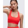 imageCRZ YOGA Butterluxe Halter Sports Bras for Women  Scoop Neck Padded Open Back Yoga Crop Gym Tops Low ImpactDeep Red