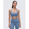 imageCRZ YOGA Butterluxe Halter Sports Bras for Women  Scoop Neck Padded Open Back Yoga Crop Gym Tops Low ImpactOasis Blue