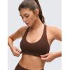 imageCRZ YOGA Butterluxe V Neck Padded Sports Bras for Women  Supportive Racerback Wireless Athletic Yoga Crop TopLava Brown