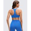 imageCRZ YOGA Butterluxe V Neck Padded Sports Bras for Women  Supportive Racerback Wireless Athletic Yoga Crop TopSparkle Blue