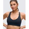 imageCRZ YOGA Butterluxe V Neck Padded Sports Bras for Women  Supportive Racerback Wireless Athletic Yoga Crop TopTrue Navy