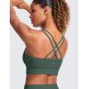 imageCRZ YOGA Softness Mold Butterluxe Strappy Sports Bras for Women  Double Spaghetti Strap Longline Workout Yoga Crop TopDark Forest Green