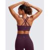 imageCRZ YOGA Softness Mold Butterluxe Strappy Sports Bras for Women  Double Spaghetti Strap Longline Workout Yoga Crop TopDeep Purple