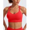 imageCRZ YOGA Softness Mold Butterluxe Strappy Sports Bras for Women  Double Spaghetti Strap Longline Workout Yoga Crop TopDeep Red
