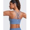 imageCRZ YOGA Softness Mold Butterluxe Strappy Sports Bras for Women  Double Spaghetti Strap Longline Workout Yoga Crop TopOasis Blue