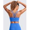 imageCRZ YOGA Softness Mold Butterluxe Strappy Sports Bras for Women  Double Spaghetti Strap Longline Workout Yoga Crop TopSparkle Blue