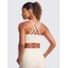 imageCRZ YOGA Softness Mold Butterluxe Strappy Sports Bras for Women  Double Spaghetti Strap Longline Workout Yoga Crop TopWhite Apricot