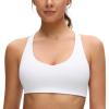 imageCRZ YOGA Butterluxe V Neck Padded Sports Bras for Women  Supportive Racerback Wireless Athletic Yoga Crop TopWhite