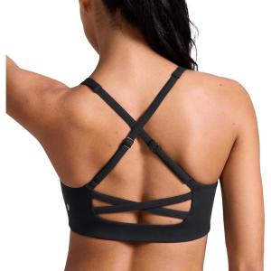 imageCRZ YOGA Butterlift Cross Back Sports Bras for Women  Scoop Neck Adjustable Straps Wireless Padded Pilates Workout TopBlack