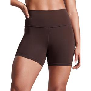 imageCRZ YOGA Womens Butterbreeze High Waisted Athletic Biker Shorts 4  Workout Gym Volleyball Running Yoga Tummy ControlHot Fudge Brown