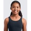 imageCRZ YOGA Girls Butterluxe Longline Sports Bra  Yoga Athletic Casual Tops Scoop Neck U Back Padded Kids TeenTrue Navy
