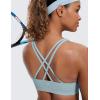 imageCRZ YOGA Naked Feeling Strappy Padded Sports Bras for Women  Fitness Workout Top Criss Cross Back Yoga CamiCambric Blue