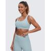 imageCRZ YOGA Naked Feeling Strappy Padded Sports Bras for Women  Fitness Workout Top Criss Cross Back Yoga CamiCambric Blue