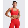 imageCRZ YOGA Naked Feeling Strappy Padded Sports Bras for Women  Fitness Workout Top Criss Cross Back Yoga CamiDeep Red