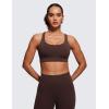 imageCRZ YOGA Naked Feeling Strappy Padded Sports Bras for Women  Fitness Workout Top Criss Cross Back Yoga CamiHot Fudge Brown