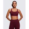 imageCRZ YOGA Naked Feeling Strappy Padded Sports Bras for Women  Fitness Workout Top Criss Cross Back Yoga CamiRed Merlot