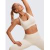 imageCRZ YOGA Naked Feeling Strappy Padded Sports Bras for Women  Fitness Workout Top Criss Cross Back Yoga CamiWhite Apricot