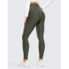 imageCRZ YOGA Womens Fleece Lined Leggings 28  Casual Lounge Workout Yoga Thermal Full Length Pants Winter WarmOlive Green