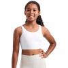 imageCRZ YOGA Girls Butterluxe Longline Sports Bra  Yoga Athletic Casual Tops Scoop Neck U Back Padded Kids TeenWhite