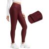 imageCRZ YOGA Womens Fleece Lined Leggings 28  Casual Lounge Workout Yoga Thermal Full Length Pants Winter WarmRed Merlot