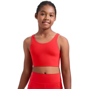imageCRZ YOGA Girls Butterluxe Longline Sports Bra  Yoga Athletic Casual Tops Scoop Neck U Back Padded Kids TeenDeep Red