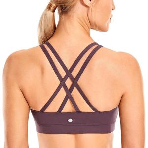 imageCRZ YOGA Naked Feeling Strappy Padded Sports Bras for Women  Fitness Workout Top Criss Cross Back Yoga CamiArctic Plum