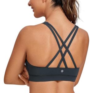 imageCRZ YOGA Naked Feeling Strappy Padded Sports Bras for Women  Fitness Workout Top Criss Cross Back Yoga CamiMelanite