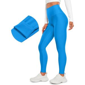 imageCRZ YOGA Womens Fleece Lined Leggings 28  Casual Lounge Workout Yoga Thermal Full Length Pants Winter WarmMadagascar Blue
