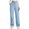 imageCRZ YOGA Cotton Fleece Lined Sweatpants Women 28quot30quot32quot  Straight Leg Casual Lounge Pants with Pockets Winter WarmCambric Blue